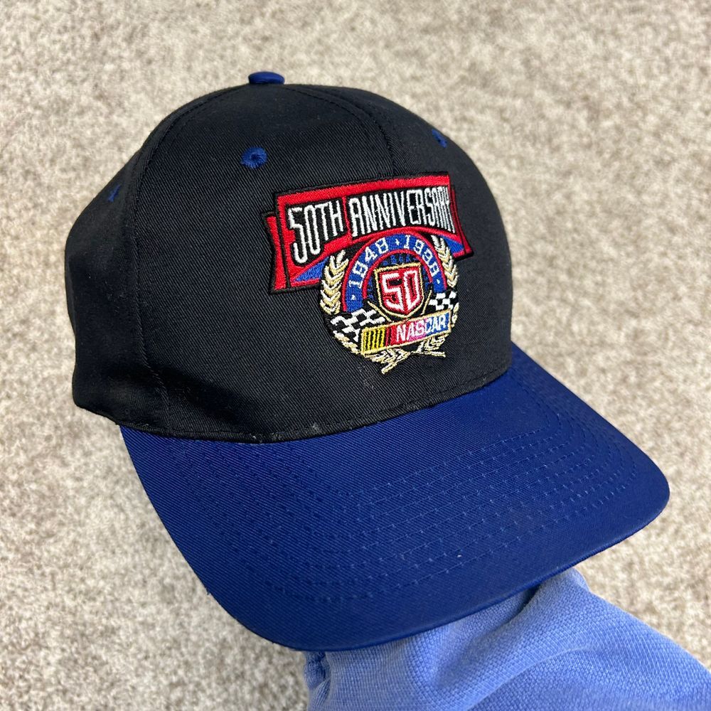 Vintage 50th Anniversary Nascar 1948-1998 Snapback Hat Blue Black